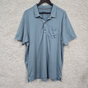 Eddie Bauer Polo Shirt Mens TXL Blue Short Sleeve Pocket Stretch Performance